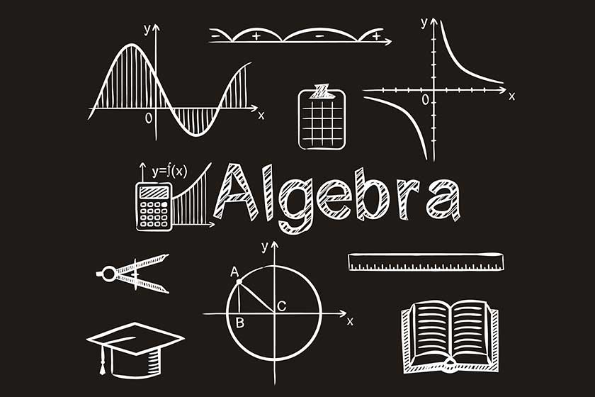 Set of chalk hand-drawn icons on the theme of Maths